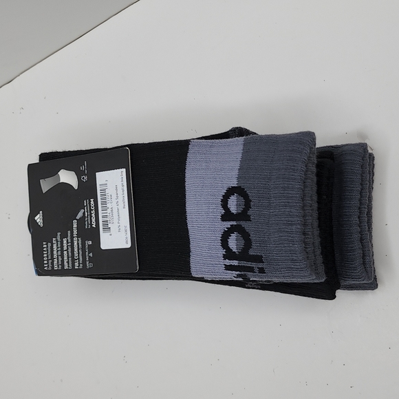 ADIDAS MEN'S CUSHIONED ATHLETIC SOCKS BLACK - Picture 2 of 4